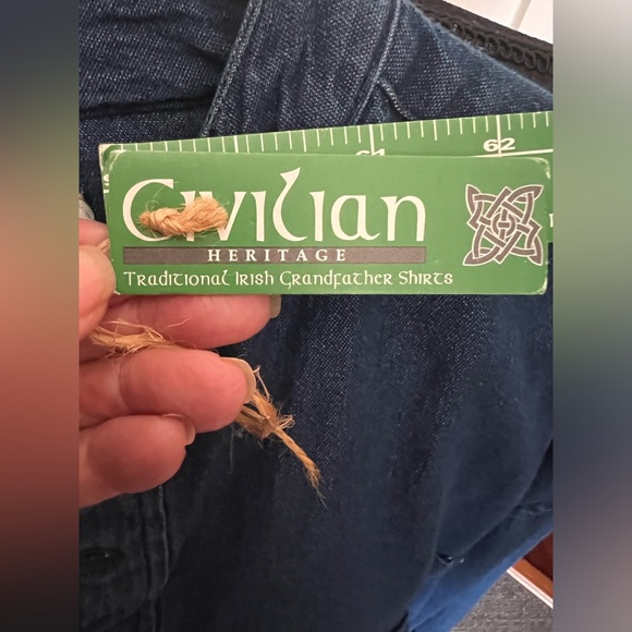 NWT retro Civilian Heritage traditional Irish Grandfather Shirt. M denim - Picture 3 of 16